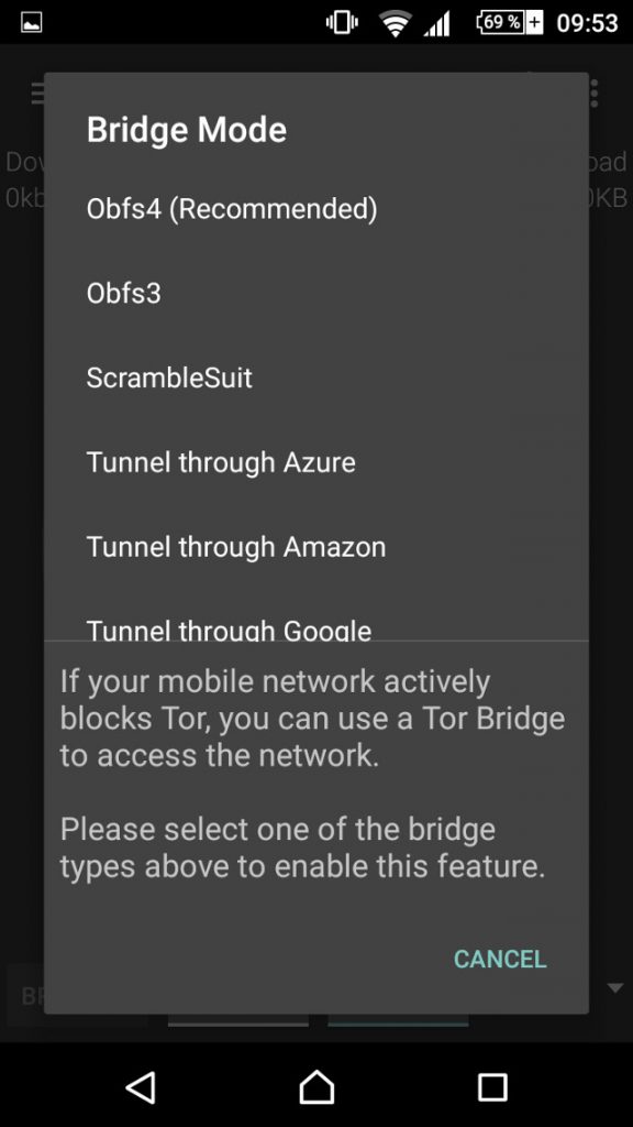 tor browser android bridges